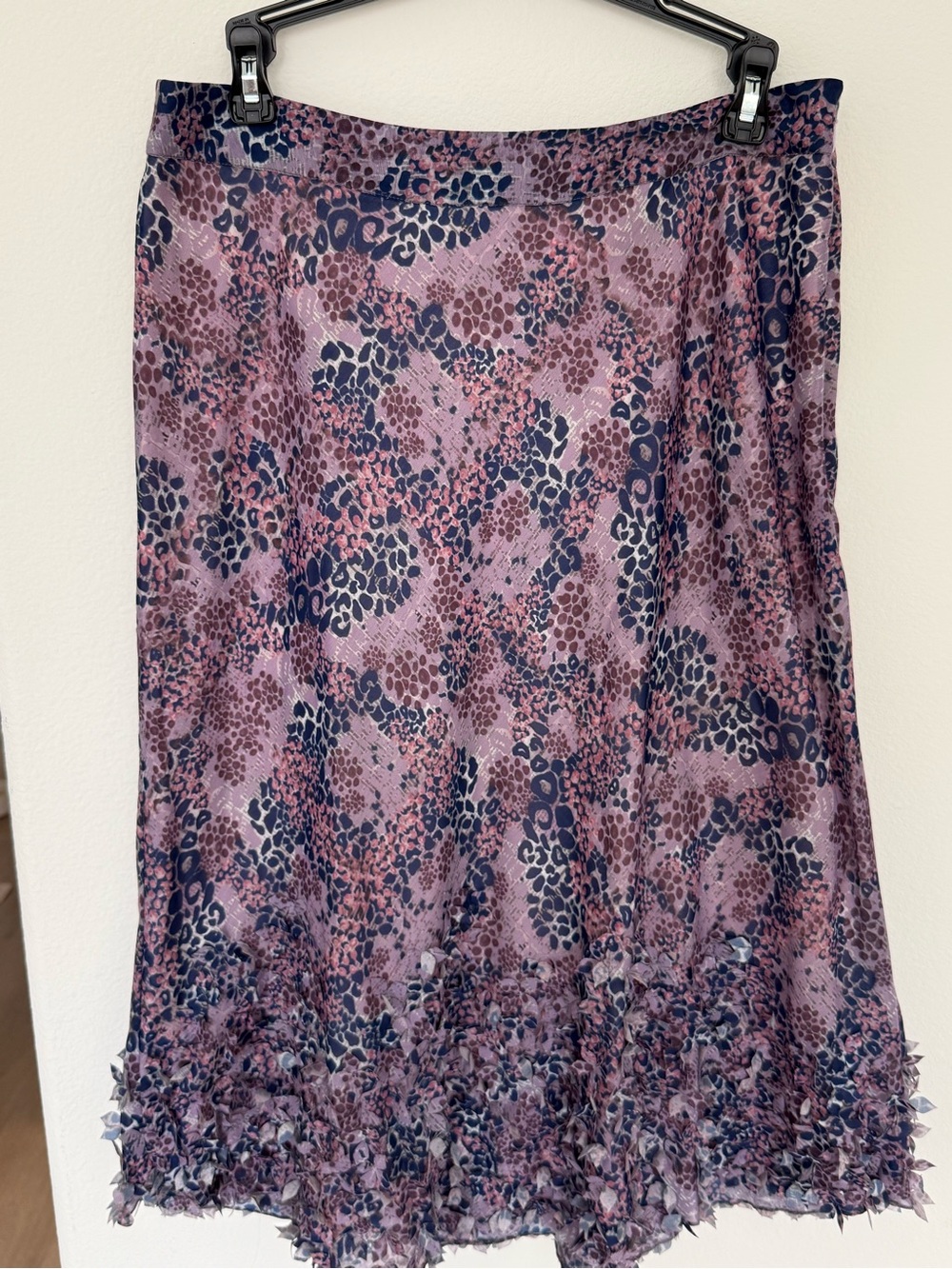Anthropologie Lavender and Navy Animal-Print Midi Skirt